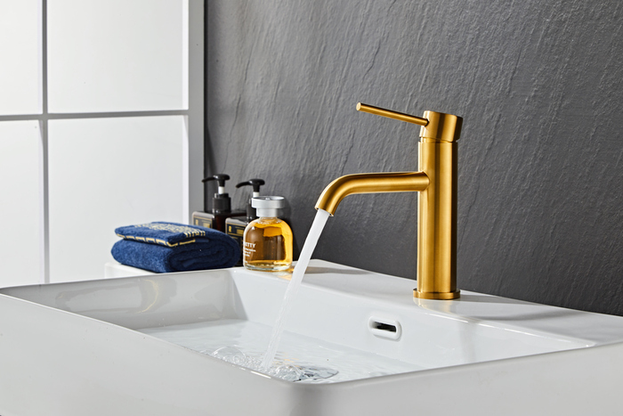 Tvättställsblandare Slim Vinkel Mässing 183 mm